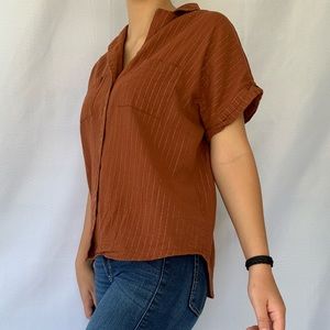 A New Day Burnt Orange Button Down Top